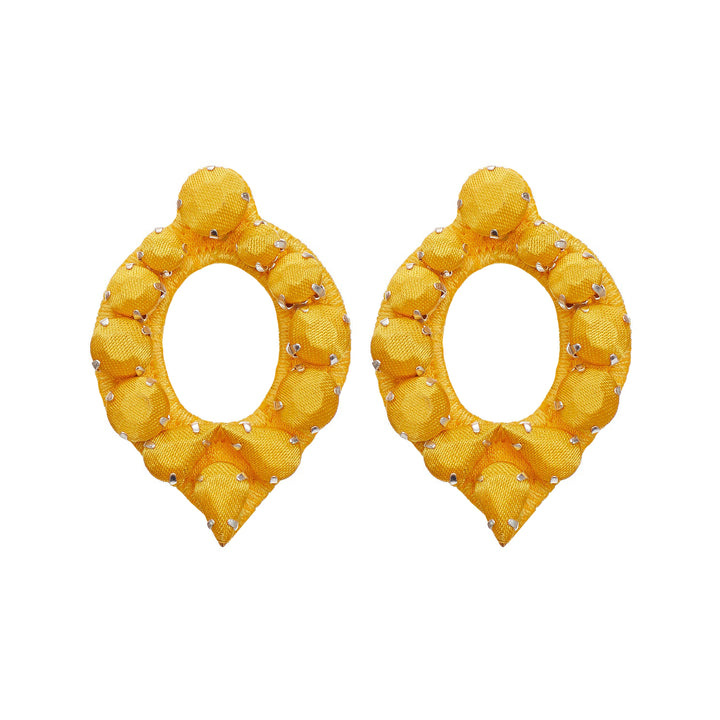 Mirror yellow silk earrings.