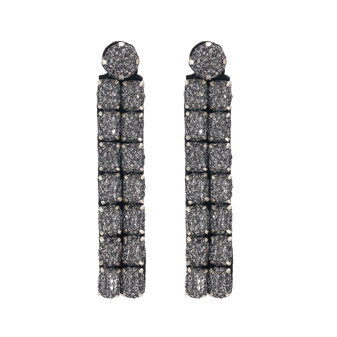 Mosaic silver lace net earrings.