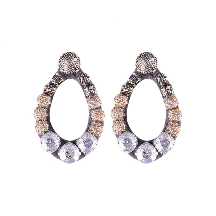 Oval neutrals multicoloured lurex earrings.