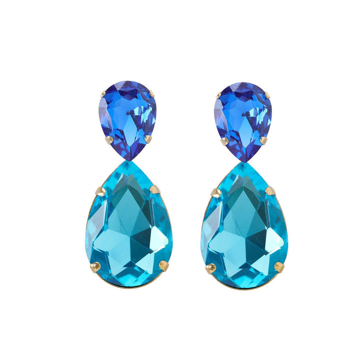 Puzzle crystals earrings sapphire blue and aquamarine blue.