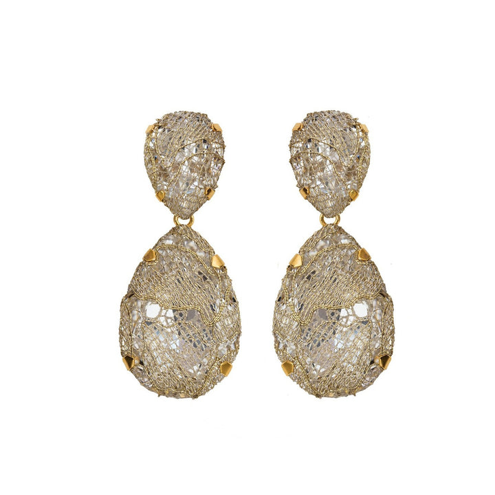 Puzzle earrings gold lace.
