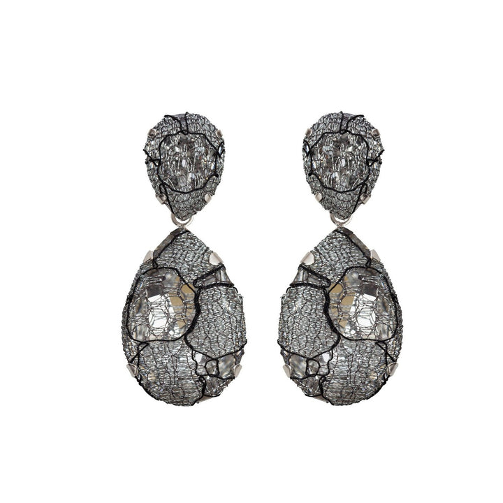 Puzzle earrings silver lace.