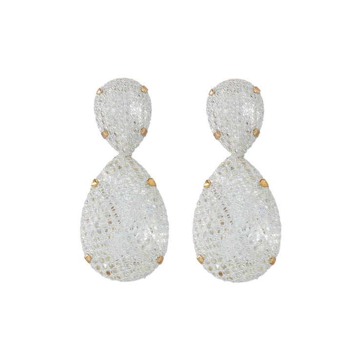 Puzzle earrings white lace net.