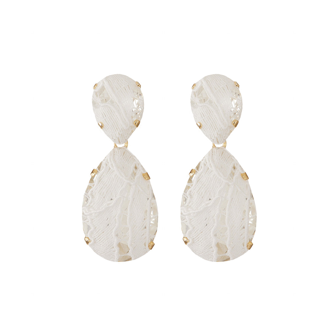 Puzzle White Lace Earrings