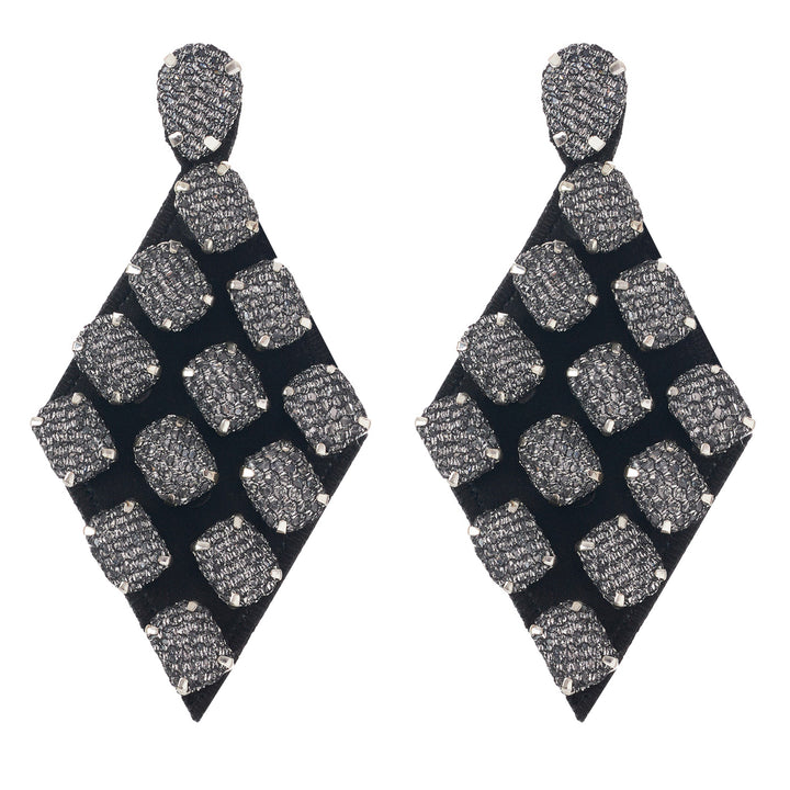 Rhombus earrings silver lace net.