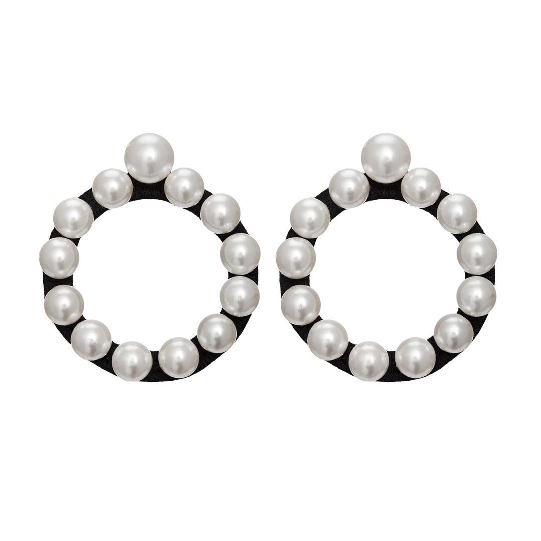 Ring earrings covered in pearls.