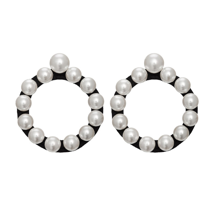 Ring earrings covered in pearls.