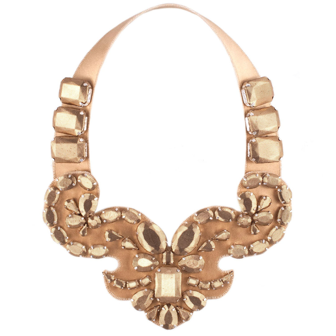 Statement amber gold lurex necklace.