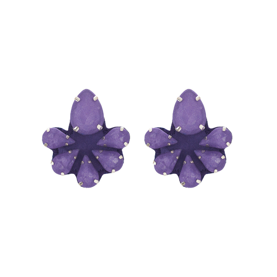 Water lily earrings purple silk veil.