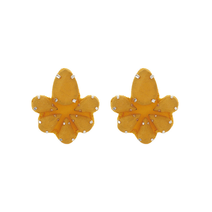 Water lily earrings yellow silk veil.